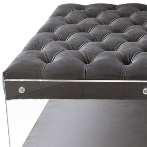 Homeroots 36" Gray Velvet Storage Ottoman Grey,Velvet  487791