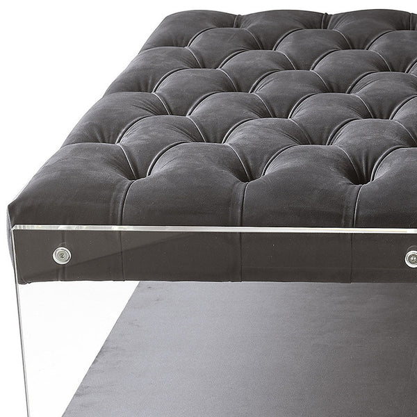 Homeroots 36" Gray Velvet Storage Ottoman Grey,Velvet  487791