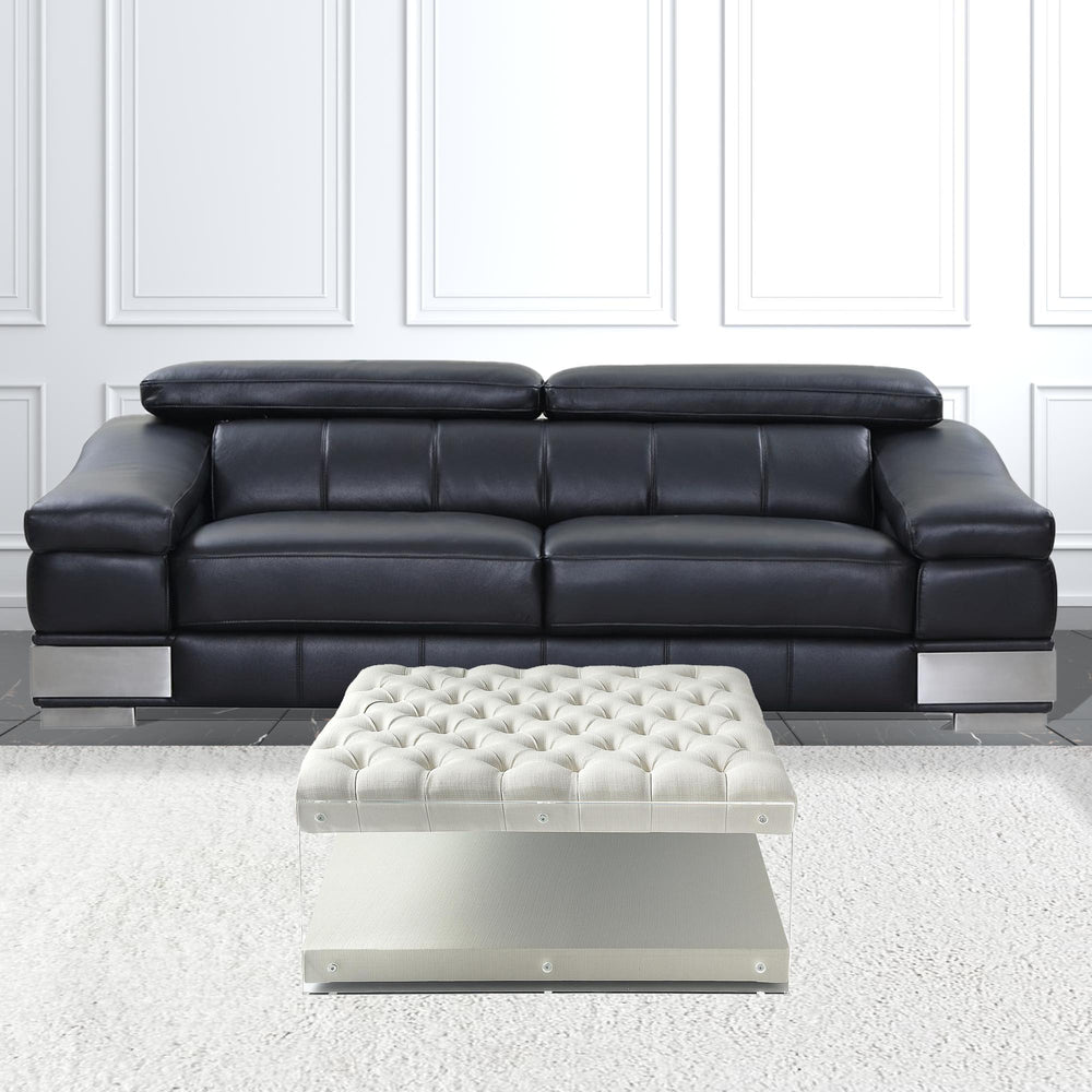 Homeroots 36" White Linen Storage Cream White,Linen  487793