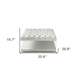 Homeroots 36" White Linen Storage Cream White,Linen  487793
