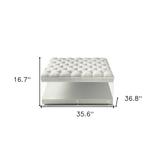 Homeroots 36" White Linen Storage Cream White,Linen  487793