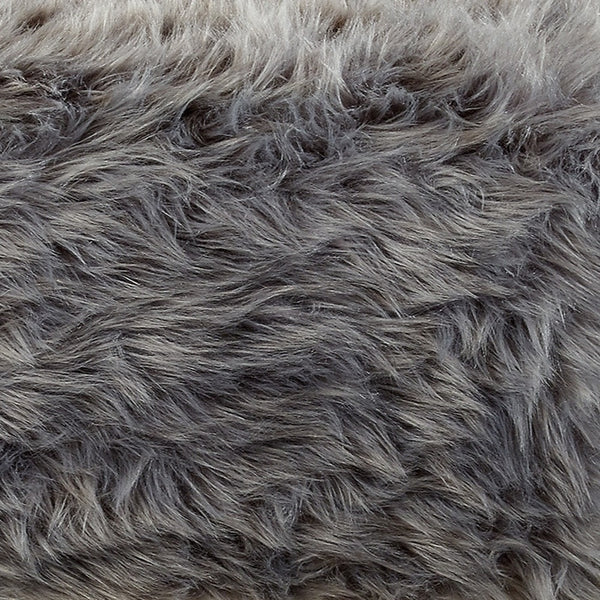 Homeroots 19" Gray Faux Fur And Clear Ottoman Grey  487795