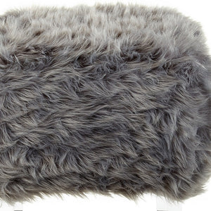 Homeroots 19" Gray Faux Fur And Clear Ottoman Grey  487795