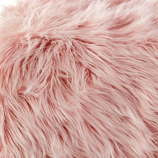 Homeroots 19" Rose Faux Fur And Clear Ottoman Rose  487796
