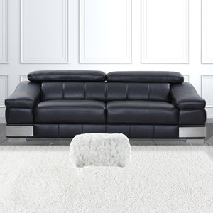 Homeroots 19" White Faux Fur And Clear Ottoman White  487797