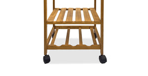 English Elm Modern Bamboo Trolley with Three Open Shelves and Drawer — Compact Mobile Kitchen Cart, 14.5"W x 34.5"H Natural 17 L x 34 W x 5 H B2741P341690