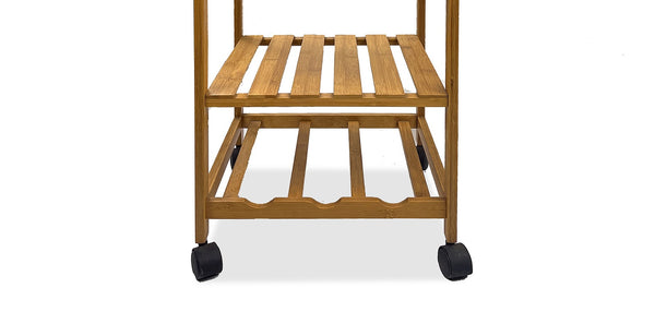 English Elm Modern Bamboo Trolley with Three Open Shelves and Drawer — Compact Mobile Kitchen Cart, 14.5"W x 34.5"H Natural 17 L x 34 W x 5 H B2741P341690