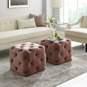 Homeroots 20" Blush Velvet Cube Ottoman Blush,Velvet  487803