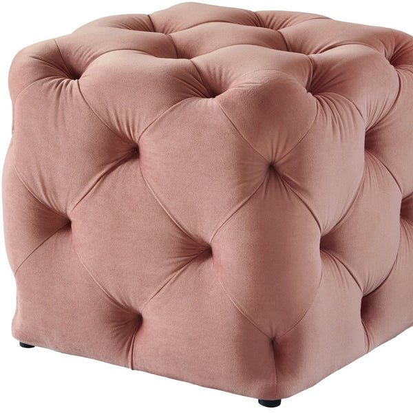 Homeroots 20" Blush Velvet Cube Ottoman Blush,Velvet  487803