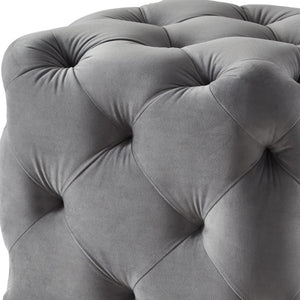 Homeroots 20" Gray Velvet Cube Ottoman Grey,Velvet  487804