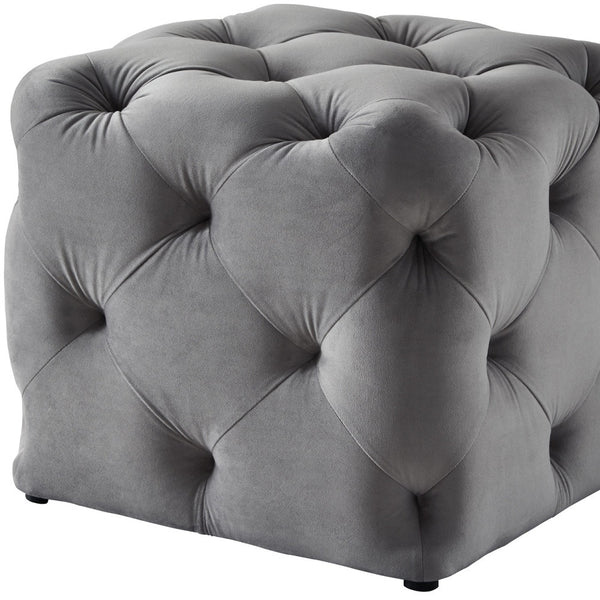 Homeroots 20" Gray Velvet Cube Ottoman Grey,Velvet  487804