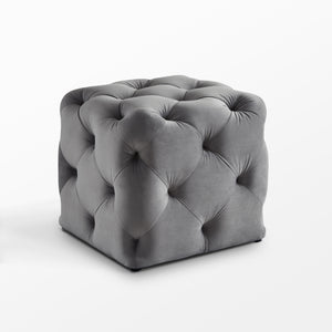 Homeroots 20" Gray Velvet Cube Ottoman Grey,Velvet  487804