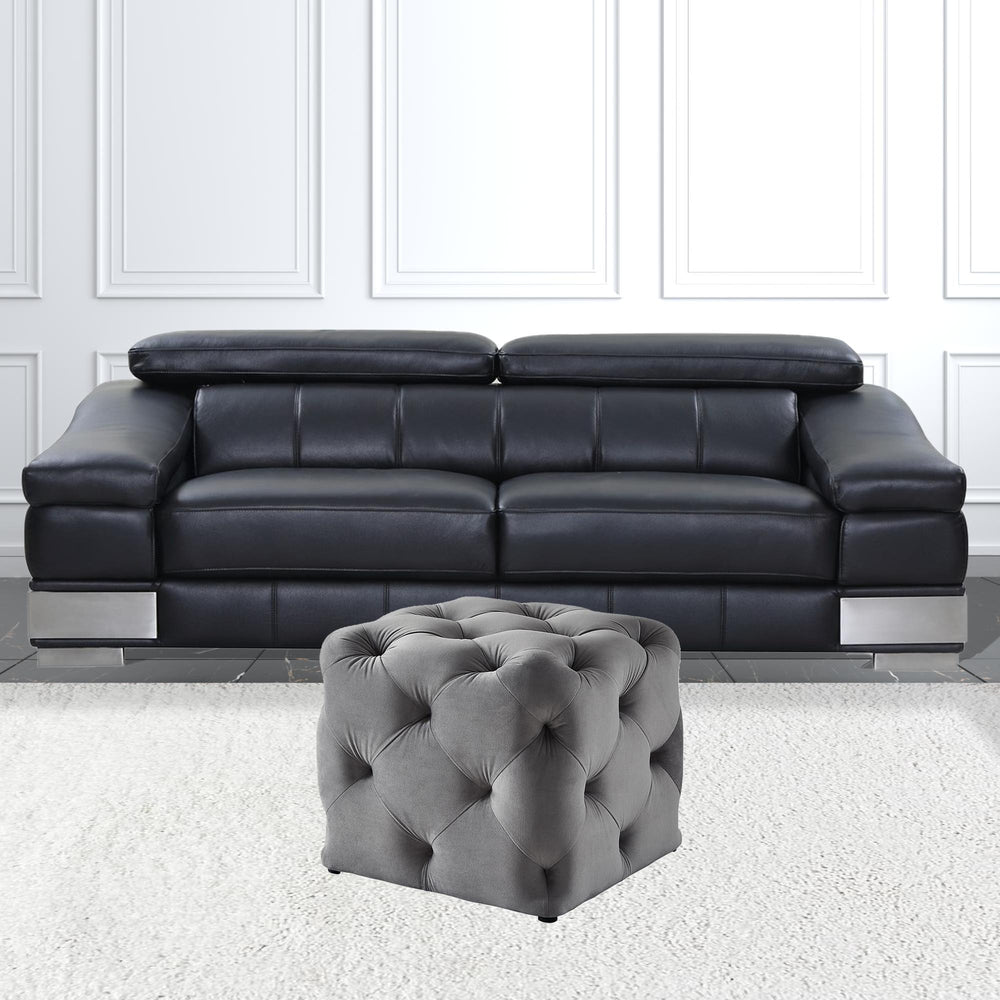 Homeroots 20" Gray Velvet Cube Ottoman Grey,Velvet  487804