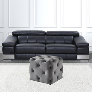 Homeroots 20" Gray Velvet Cube Ottoman Grey,Velvet  487804
