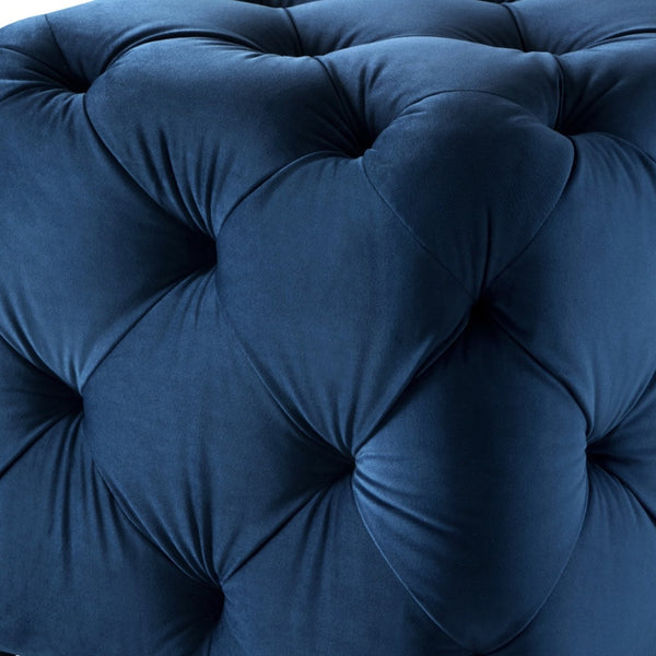 Homeroots 20" Navy Blue Velvet Cube Ottoman Navy,Velvet  487805
