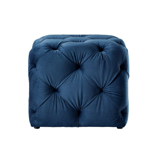 Homeroots 20" Navy Blue Velvet Cube Ottoman Navy,Velvet  487805