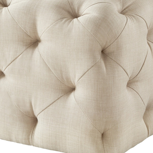 Homeroots 20" Beige Linen Cube Ottoman Beige,Linen  487806