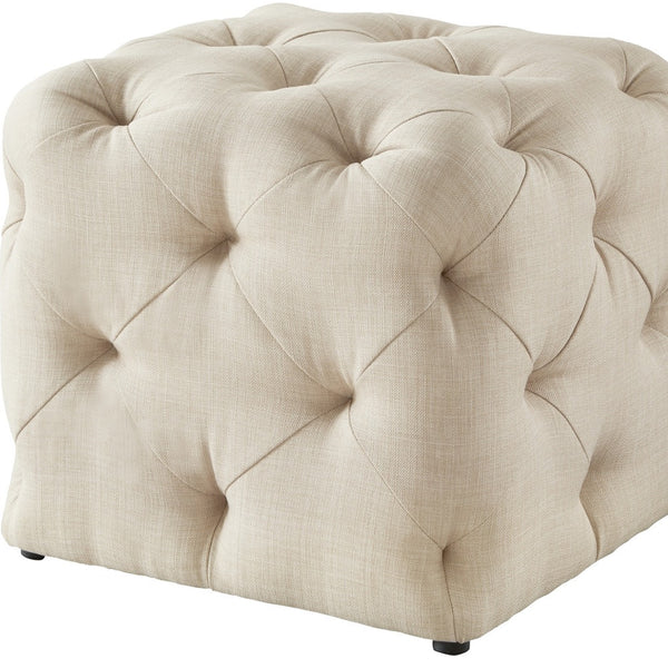 Homeroots 20" Beige Linen Cube Ottoman Beige,Linen  487806
