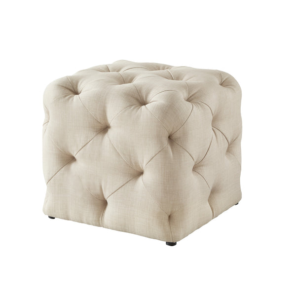 Homeroots 20" Beige Linen Cube Ottoman Beige,Linen  487806