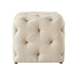 Homeroots 20" Beige Linen Cube Ottoman Beige,Linen  487806