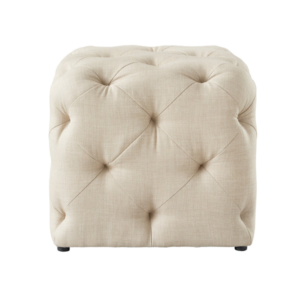 Homeroots 20" Beige Linen Cube Ottoman Beige,Linen  487806