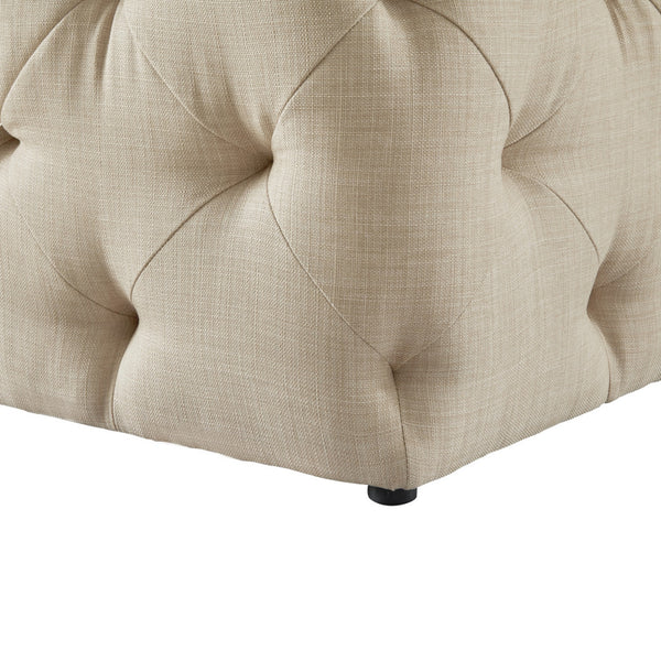 Homeroots 20" Beige Linen Cube Ottoman Beige,Linen  487806