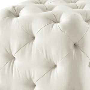 Homeroots 20" White Linen Cube Ottoman Cream White,Linen  487807