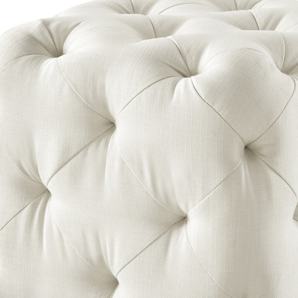 Homeroots 20" White Linen Cube Ottoman Cream White,Linen  487807