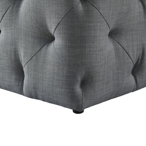 Homeroots 20" Light Gray Linen Tufted Cube Ottoman Light Grey,Linen  487808