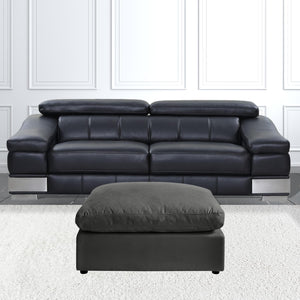 Homeroots 36" Charcoal Linen And Black Ottoman Charcoal  487812