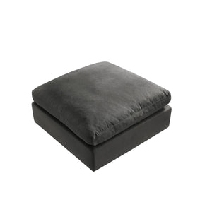 Homeroots 36" Charcoal Linen And Black Ottoman Charcoal  487812