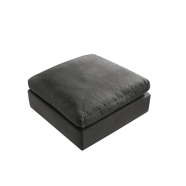 Homeroots 36" Charcoal Linen And Black Ottoman Charcoal  487812