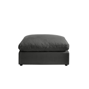 Homeroots 36" Charcoal Linen And Black Ottoman Charcoal  487812