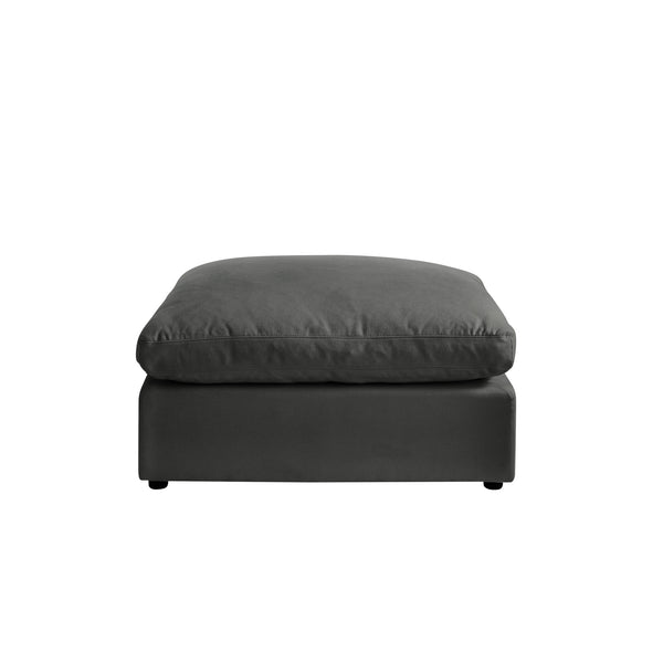 Homeroots 36" Charcoal Linen And Black Ottoman Charcoal  487812