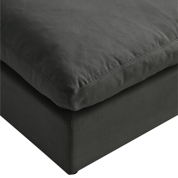 Homeroots 36" Charcoal Linen And Black Ottoman Charcoal  487812