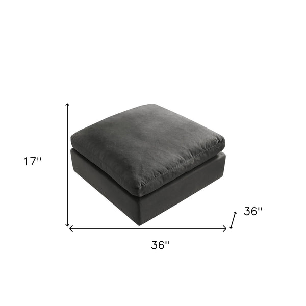 Homeroots 36" Charcoal Linen And Black Ottoman Charcoal  487812