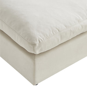 Homeroots 36" White Linen And Black Ottoman Cream White  487813