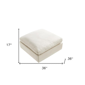 Homeroots 36" White Linen And Black Ottoman Cream White  487813