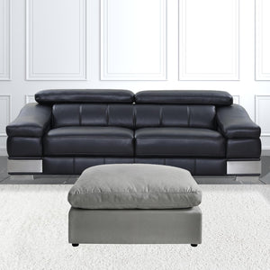 Homeroots 36" Gray Linen And Black Ottoman Grey  487814