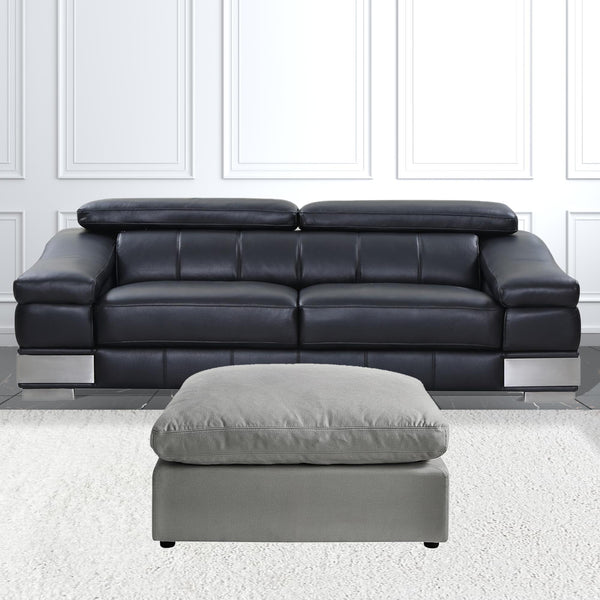 Homeroots 36" Gray Linen And Black Ottoman Grey  487814