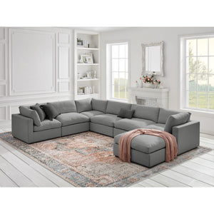 Homeroots 36" Gray Linen And Black Ottoman Grey  487814
