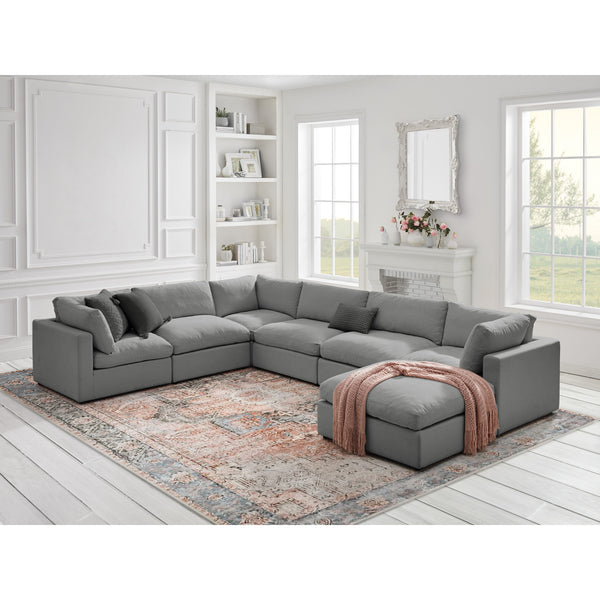 Homeroots 36" Gray Linen And Black Ottoman Grey  487814