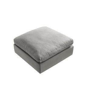 Homeroots 36" Gray Linen And Black Ottoman Grey  487814