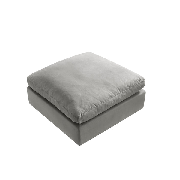 Homeroots 36" Gray Linen And Black Ottoman Grey  487814