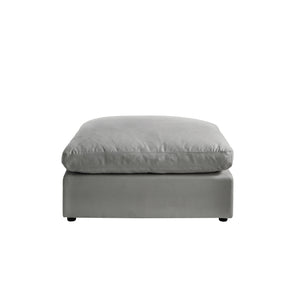 Homeroots 36" Gray Linen And Black Ottoman Grey  487814