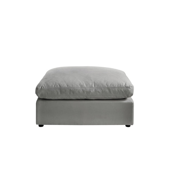Homeroots 36" Gray Linen And Black Ottoman Grey  487814