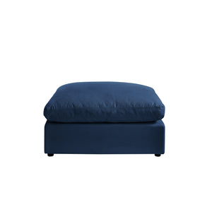 Homeroots 36" Navy Blue Linen And Black Ottoman Navy  487815