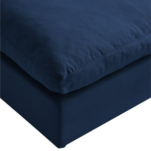 Homeroots 36" Navy Blue Linen And Black Ottoman Navy  487815