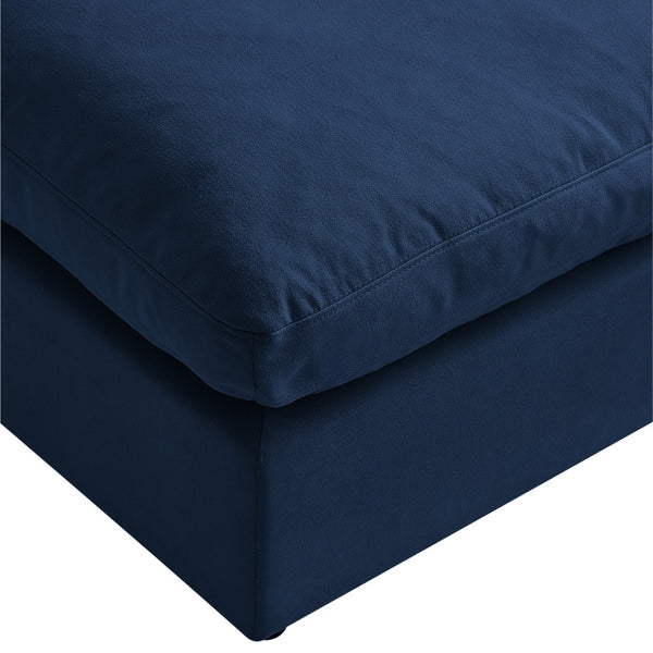 Homeroots 36" Navy Blue Linen And Black Ottoman Navy  487815
