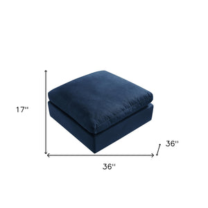 Homeroots 36" Navy Blue Linen And Black Ottoman Navy  487815